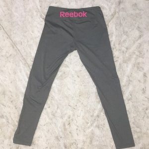 Reebok Leggings, gray with pink brand on back M